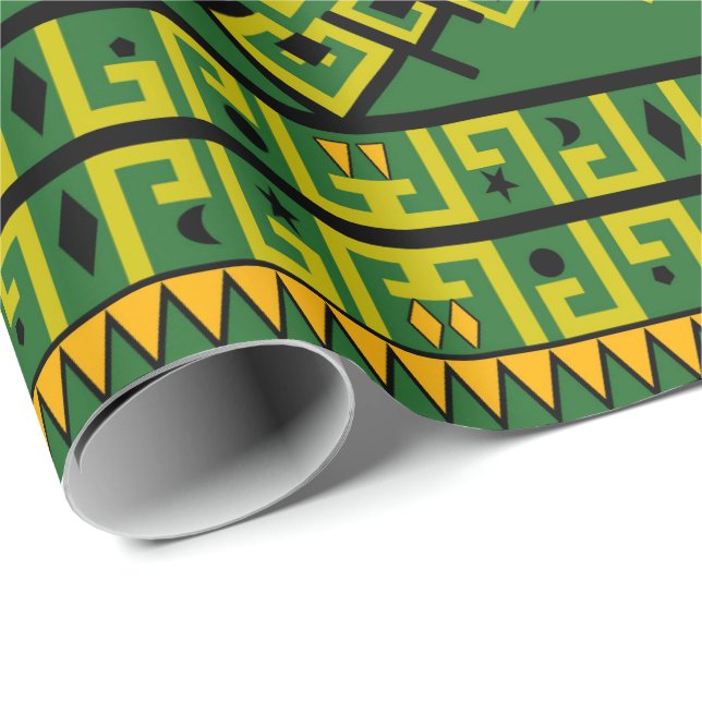 Papel De Presente Padrão Geométrico Étnico Moderno (Ponta do rolo)