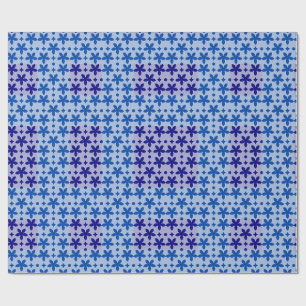 Papel De Presente Padrão Geométrico Floral Azul Repeating Moderno