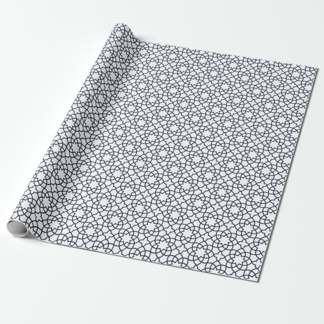 Papel De Presente Padrão Geométrico Islâmico Negro Elegante (Desenrolado)