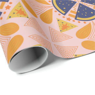 Papel De Presente Padrão geométrico laranja e rosa abstrato