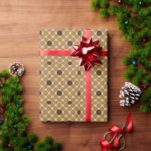 Papel De Presente Padrão Geométrico Marrom com Círculos
