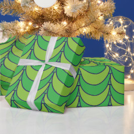Papel De Presente Padrão Geométrico Metade Círculo Verde Geométrico