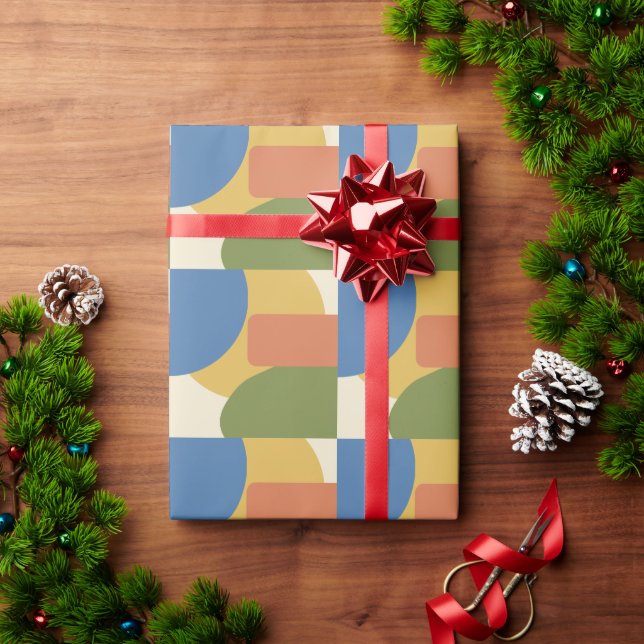 Papel De Presente Padrão Geométrico Moderno do meio século - Retroat (Presente de Natal)