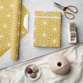 Papel De Presente Padrão Geométrico Moderno Dourado Japonês