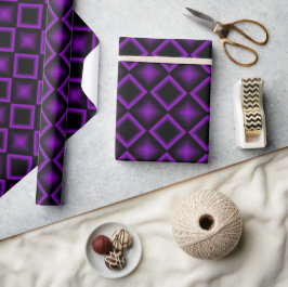Papel De Presente Padrão Geométrico Moderno Roxo e Preto de Aniversá