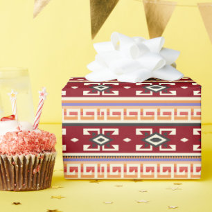 Papel De Presente Padrão Geométrico Nacional Americano Tribal