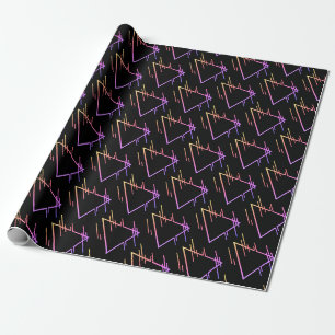 Papel De Presente Padrão Geométrico Neon Retroativo 5