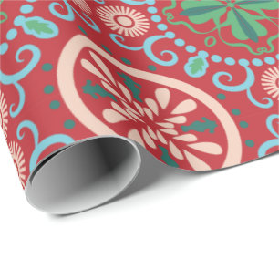 Papel De Presente Padrão geométrico ornamentado com motivos circular