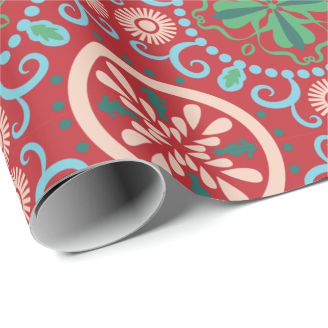Papel De Presente Padrão geométrico ornamentado com motivos circular (Ponta do rolo)