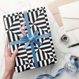 Papel De Presente Padrão geométrico preto e branco