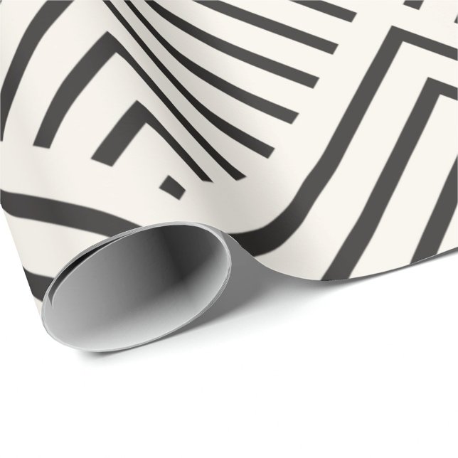 Papel De Presente Padrão geométrico preto e branco com sobreposição (Criador carregado)