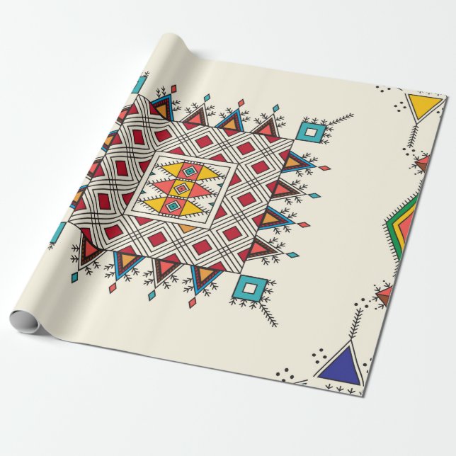 Papel De Presente Padrão geométrico repetitivo decorativo inspirado  (Desenrolado)