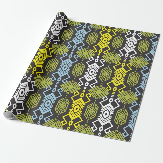 Papel De Presente Padrão Geométrico Songket Tenun sem costura com Cr (Desenrolado)