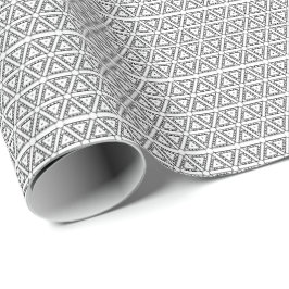Papel De Presente Padrão geométrico triangular branco-preto Elegante