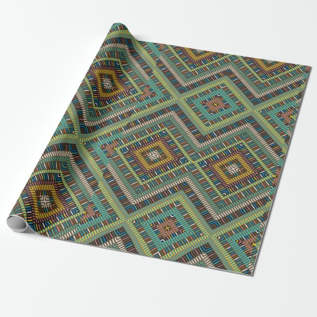 Papel De Presente Padrão Geométrico Tribal Boho Étnico Aztec (Desenrolado)