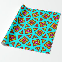 Padrão Geométrico Turquesa, Vermelho, Amarelo e Ro