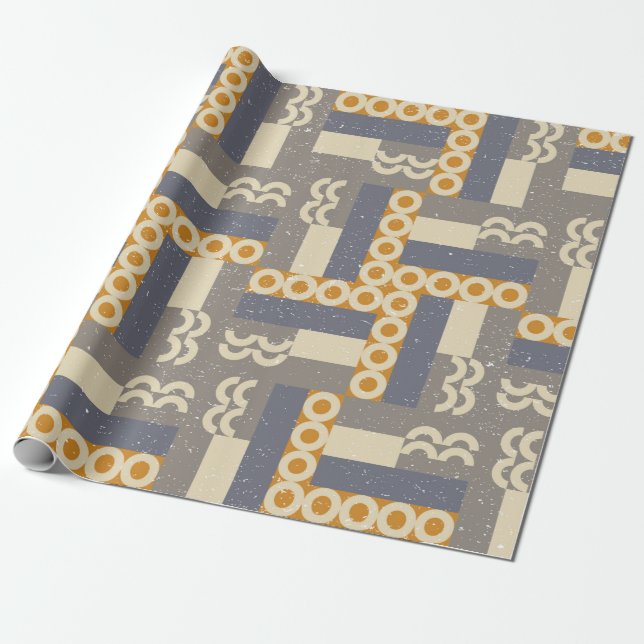 Papel De Presente Padrão geométrico uniforme em estilo retrorreflect (Desenrolado)