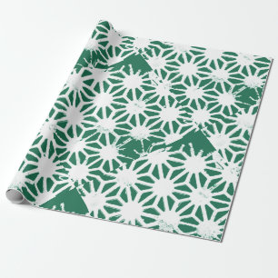 Papel De Presente Padrão geométrico verde-sábado e branco