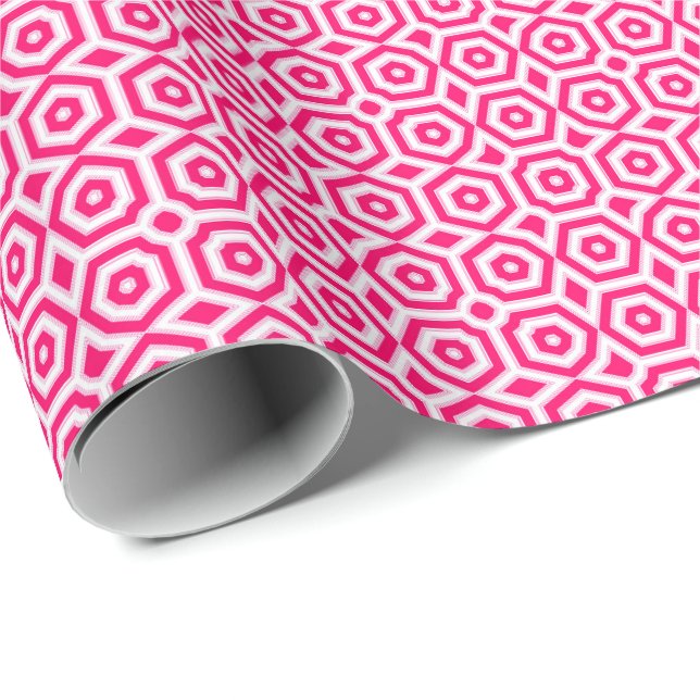 Papel De Presente padrão geométrico vermelho e branco (Ponta do rolo)