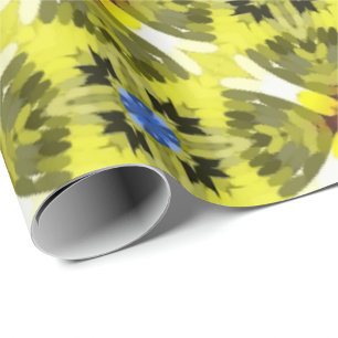 Papel De Presente padrão geométrico vibrante em amarelo, verde, azul
