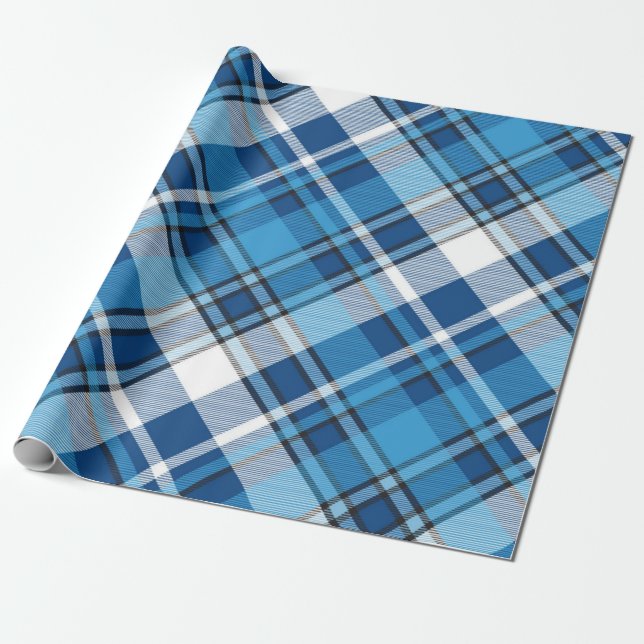 Papel De Presente Padrão Geométrico Vintage Trendy Blue (Desenrolado)