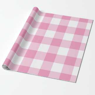 Papel De Presente Padrão Gingham da Rosa claro