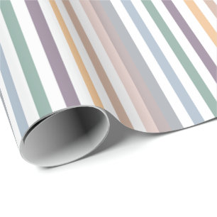 Papel De Presente Padrão Girly Beige Blue Wide Horizontal Stripes