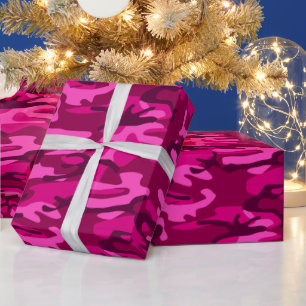 Papel De Presente Padrão Girly da Camouflage Fuchsia Camo Rosa Quent