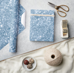 Papel De Presente Padrão Glam Glitter Xantante Bebê Azul Estiloso