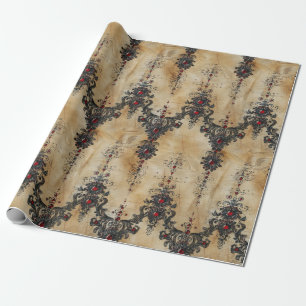 Papel De Presente Padrão Gótico de Renda Rubi Victoriano (5)