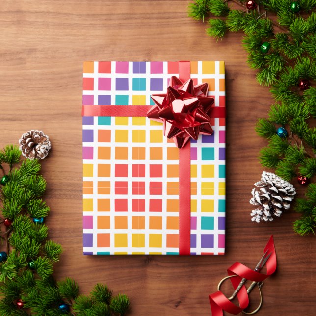 Papel De Presente Padrão Gráfico Arco-íris (Presente de Natal)