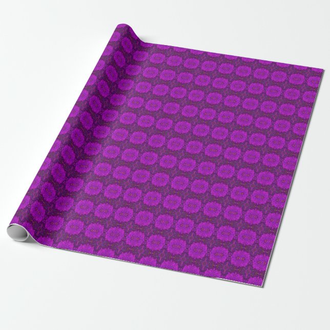 Papel De Presente Padrão Groovy Abstrato Magenta e Preto (Desenrolado)