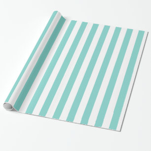 Papel De Presente Padrão H de Stripe do Aqua e do XL Branco