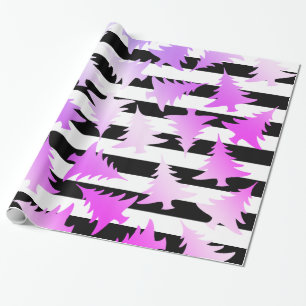 Papel De Presente Padrão holográfico da árvore de Natal Elegante