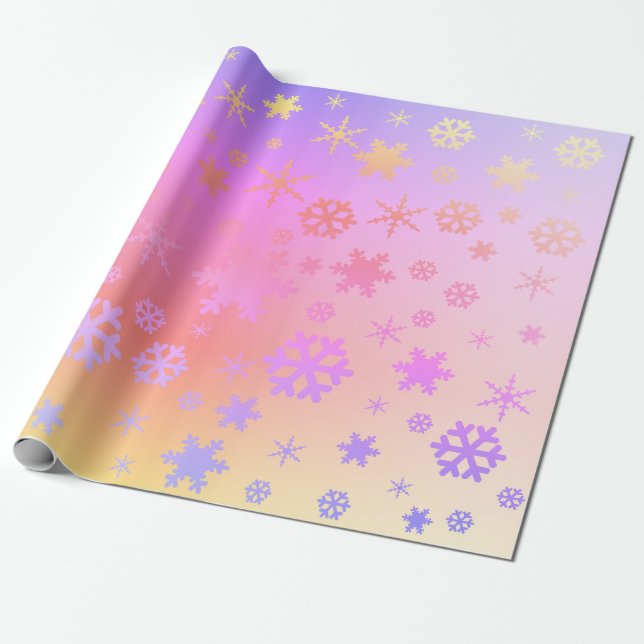 Papel De Presente Padrão Holográfico de Natal Elegante (Desenrolado)