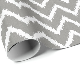 Papel De Presente Padrão Ikat Chevron - cinza/cinza de prata e branc