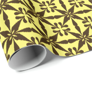 Papel De Presente Padrão Ikat Star - Marrom e amarelo