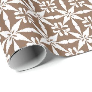 Papel De Presente Padrão Ikat Star - Taupe Tan e Branco