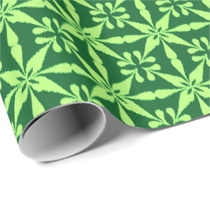 Papel De Presente Padrão Ikat Star - Verde Escuro
