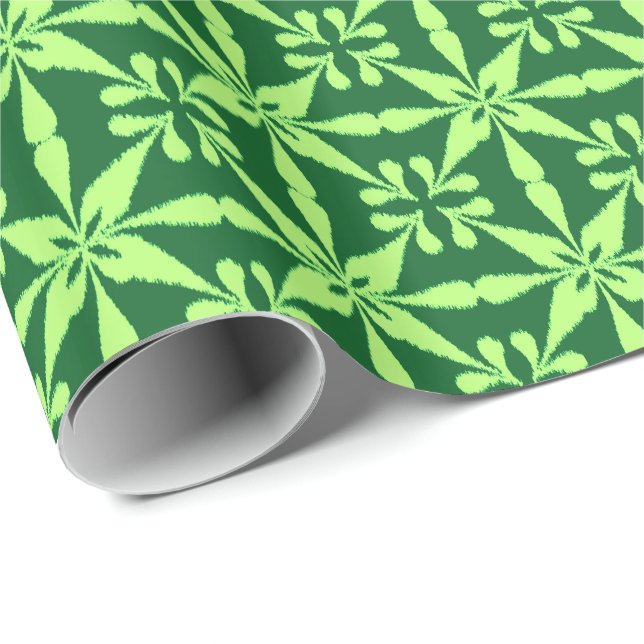 Papel De Presente Padrão Ikat Star - Verde Escuro (Ponta do rolo)