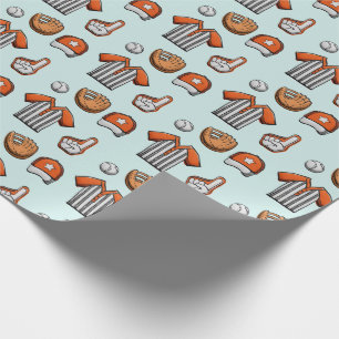 Papel De Presente Padrão Ilustrado do Equipamento de Baseball
