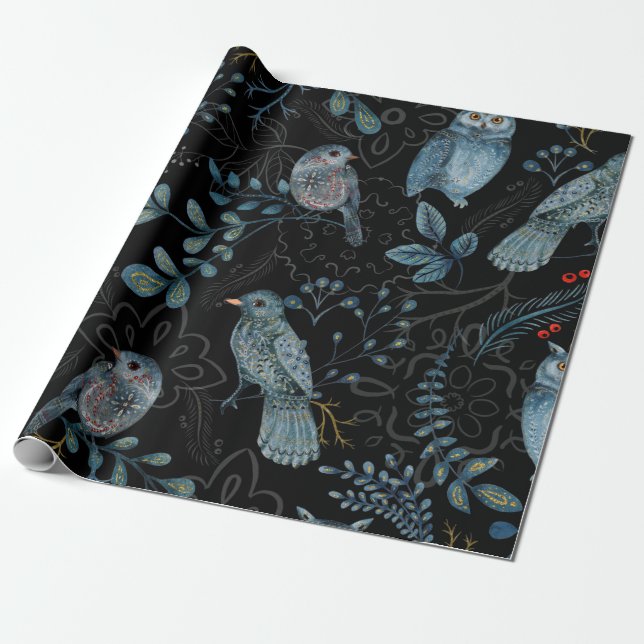 Papel De Presente Padrão intrincado de flores e paisley (Desenrolado)