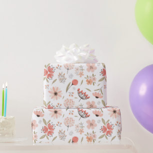 Papel De Presente Padrão Invisível da Flor de Água Rosa