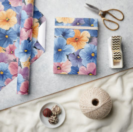 Papel De Presente Padrão Invisível de Multicoloração Floral de Paste