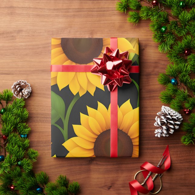 Papel De Presente Padrão Isométrico da Fazenda de girassol 3D (Presente de Natal)