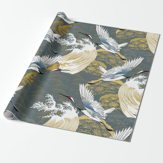 Papel De Presente Padrão japonês. Historial tradicional com (Desenrolado)