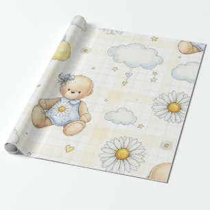Papel De Presente Padrão Jardim de Margaridas do Ursinho (15)