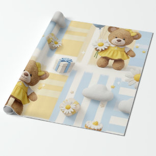Papel De Presente Padrão Jardim de Margaridas do Ursinho (8)