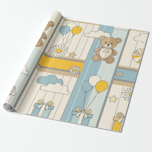 Papel De Presente Padrão Jardim de Margaridas do Ursinho (9)