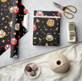 Papel De Presente padrão kawaii daruma